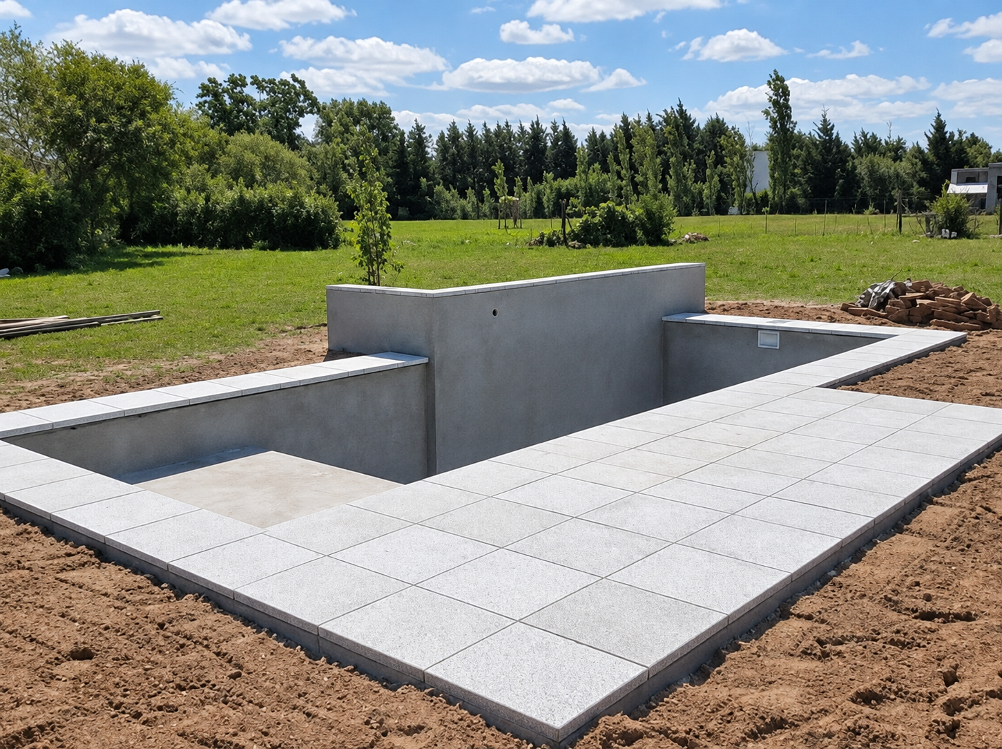 Diseño de piscina moderna para jardín residencial